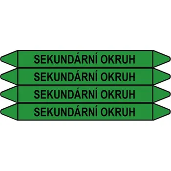 samolepka Značení potrubí, sekundární okruh,4 ks, 250 × 26 mm