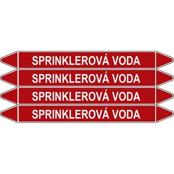 samolepka Značení potrubí, sprinklerová voda,4 ks, 250 × 26 mm