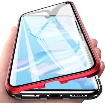 Pouzdro na mobilní telefon Beweare Magnetický oboustranný kryt s tvrzeným sklem na Samsung Galaxy S23 - červený