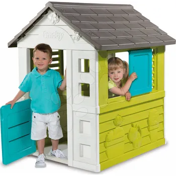 Hra na zahradu Domeček Pretty Blue Smoby se zasouvací okenicí a UV filtrem od 24 měsíců