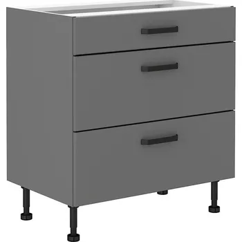 Kuchyňská skříňka Spodní skříňka na nožičkách se šuplíky PREMIUM BOX 80 D 3S, NESSA antracit
