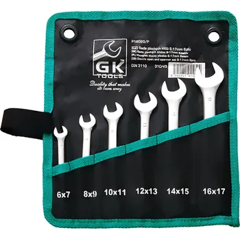 Klíč GK TOOLS Sada plochých klíčů, chrom | 6-17 mm, 6 dílů, textilní obal