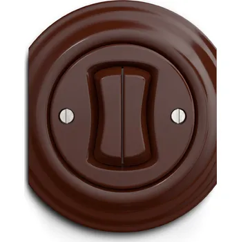 vypínač Kliklap dvojitý kulatý vypínač, Barva: Kaštanově hnědá, Konfigurace: Sériový č. 5, Rámeček: Středový Kaštanově hnědá