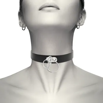 COQUETTE ACCESSORIES COQUETTE CHIC DESIRE HA CRAFTED CHOKER VEGAN LEATHER - DOUBLE EREKČNÍ KROUŽEK