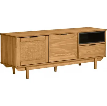 Televizní stolek TV stolek z borovice a ratanu Marckeric Dakar medová