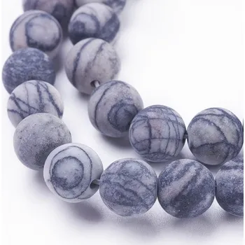 Dětské navlékací korálky Jaspis síťový šedý frost 7,8 mm (návlek 44 - 46 korálků)