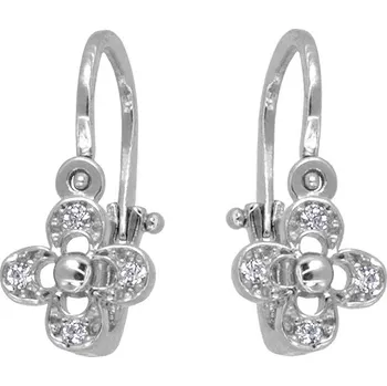 Náušnice Zlaté dětské náušnice kytičky se zirkony, 1.35 g,