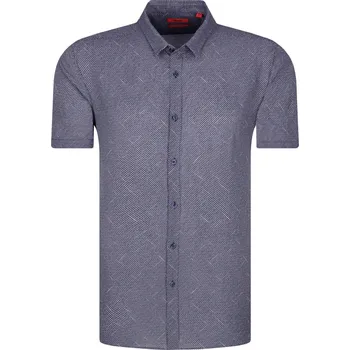 Pánská košile HUGO Lněná košile Empson-W | Barva:tmavě modrá | Velikost:L