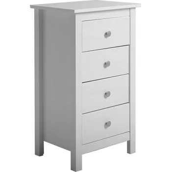 Komoda Bílá komoda z masivního borovicového dřeva se 4 zásuvkami Marckeric Berna