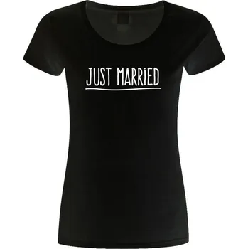 Žertovný předmět Dámské tričko Just married (Černá, bílý potisk) - Velikost L