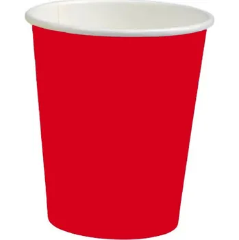 Jednorázové nádobí Papírový kelímek 280 ml červený (pr. 80 mm) (50 ks)