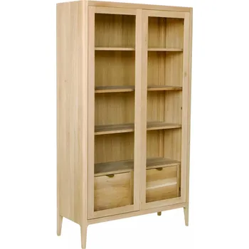 Knihovna Dubová masivní vitrína D889C Povrchová úprava dubu: Moka