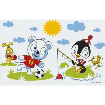 Dětské zboží Zdravá lahev Motiv do průhledky Zdravá sváča - Méďa a tučňák