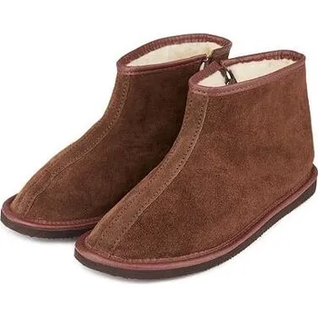 Dámská zimní obuv Vlnka Kotníkové kožené bačkory s Merino vlnou na zip velikost obuv dospělí 44