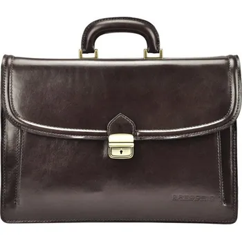 Kabelka Matně tmavěhnědá hladká pevná kožená aktovka Gregorio no. 202