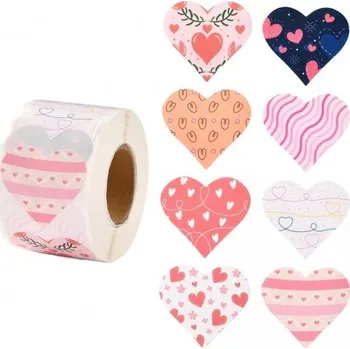 samolepka Samolepky na kotoučku - srdce Popleteni láskou (500 ks)