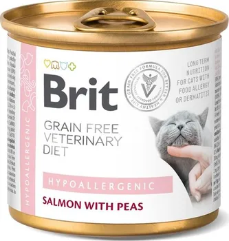 Krmivo pro kočku Brit Veterinary Diet Cat konzerva Hypoallergenic Salmon/Peas 200 g