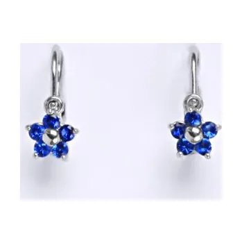 Náušnice Zlaté dětské náušnice kytičky spinel - NK1391 bílé zlato (Dětské zlaté náušnice kytičky se zirkony)