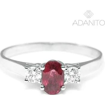 Prsten Zlatý briliantový prsten s rubínem z bílého zlata
