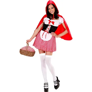 Karnevalový kostým Dámský kostým červená karkulka s mini pláštěm - Velikost S