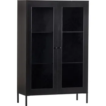 Knihovna WOOOD Černá dřevěná vitrína Xam 155 x 100 cm