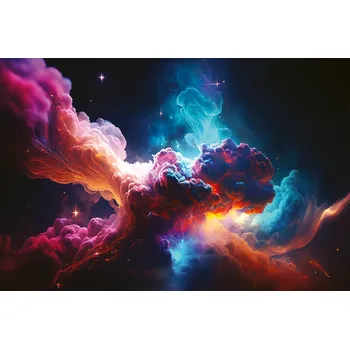 Tapeta DIMEX | Vliesová fototapeta na zeď Colorful Smoke MS-5-AI-0021 | 375 x 250 cm | černá, oranžová, modrá, růžová + Vliesová AI fototapeta na stěnu DIMEX Colorful Smoke MS5AI0021 v rozměru 375 x 250 cm + lepidlo zdarma