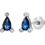 Diamantové náušnice (0,03 ct) pecky Artemis se safírem v bílém zlatě DNN4242EGWDBS