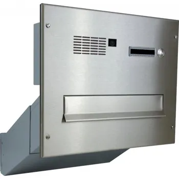 Poštovní schránka 1x poštovní schránka D-042 k zazdění do sloupku + čelní deska s 1x zvonkem a kamerou TESLA - NEREZ / šedá