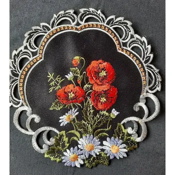 ubrus UBRUS * UBRUSY prům. 20cm vyšívaný * Vlčí máky a kopretina