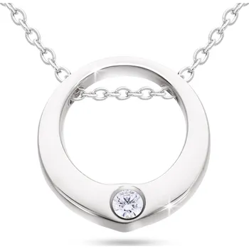 Řetízek biju Řetízek z chirurgické oceli s přívěskem, lesklý kruh se zirkonem 3001750