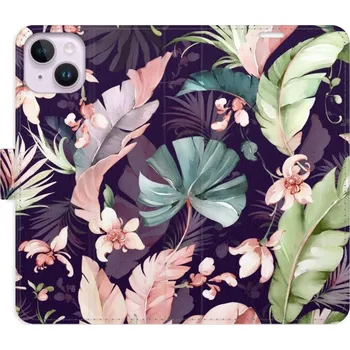Pouzdro na mobilní telefon Flip pouzdro iSaprio - Apple iPhone 14 Plus - Flower Pattern 08 - kapsičky na karty (Knížkový flip kryt, obal, pouzdro iSaprio na mobil Apple iPhone 14 Plus - Flower Pattern 08 - 360° ochrana telefonu, přihrádka na karty a hotovost, funkce stojánku, pevná
