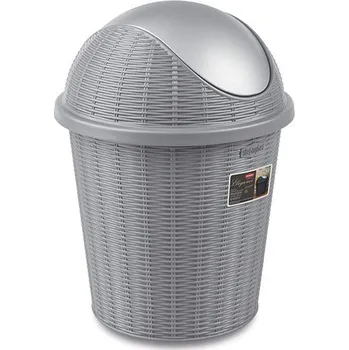 Odpadkový koš Koš odp.10l ELEGANCE šedý, výkl., ratan d28x30,5cm