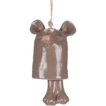 Keramická zvonkohra - šedá myška (Myš z keramiky - zvonkohra)