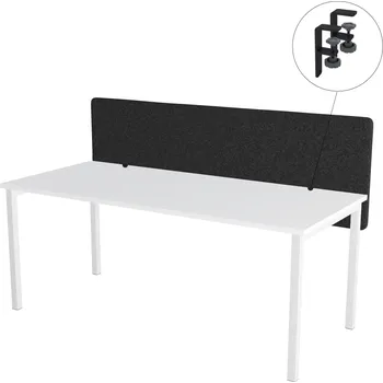 Psací stůl Paraván na stůl černý OFYS (120x65 cm) 80% vlna Volné přišroubování - černá barva