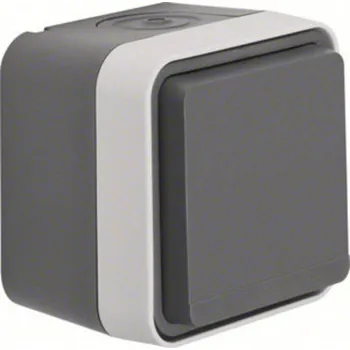 Elektrická zásuvka Berker zásuvka s ochranným kontaktem se sklopným víkem na omítku W.1 šedá, světle šedá 47633505 1 ks