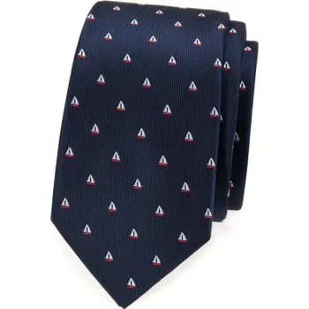 Kravata Úzká Kravata Avantgard - modrá / plachetnice