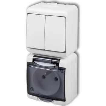 Elektrická zásuvka Zásuvka s vypínačem č.5, IP54, bílá, vertikalní, Karlik