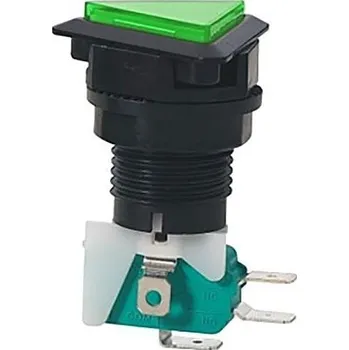 Tlačítko PBS-33, ON-(ON) 1p.250V/10A zelené, prosvětlené