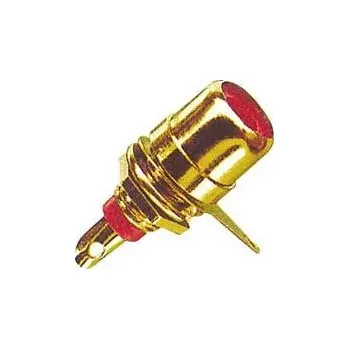 Síťový kabel CINCH zdířka panelová s matkou zlacená červená