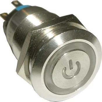 Vypínač stiskací OFF-ON LA19-AJS 250V/5A, modré prosvětlení 12V