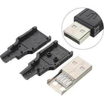 Síťový kabel USB konektor TYP A na kabel, plastový kryt
