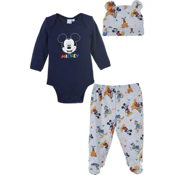 Modro-šedý set Mickey - body, kalhoty, čepička Velikost: 67