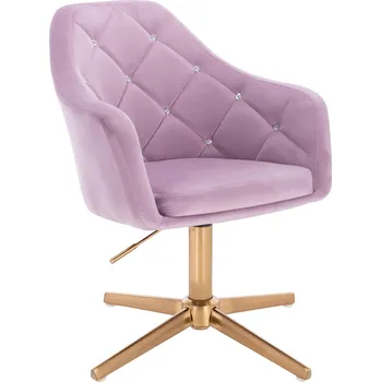 Otočné křeslo Hamar Diamonds velur na zlatém kříži - fialový vřes