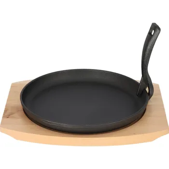 Litinová pánev na dřevěném prkénku GRADA - 22 cm