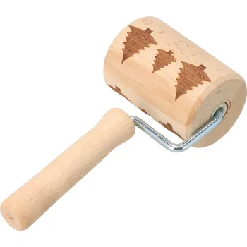Váleček na těsto ČistéDřevo Embosovaný jednoruční váleček na těsto stromečky 16 cm