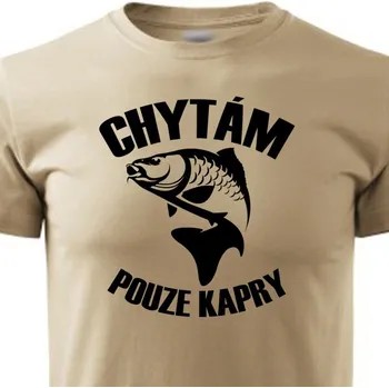 Pánské tričko STRIKER Tričko Chytám pouze kapry Barva: Písková, Velikost: XL