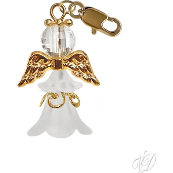 Přívěsek Andělíček pro štěstí přívěsek s karabinkou U (Přívěsek Anděl s karabinkou - Andílek z korálků pro štěstí)