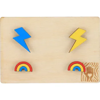 Náušnice ČistéDřevo Sada náušnic - Blesky a duha