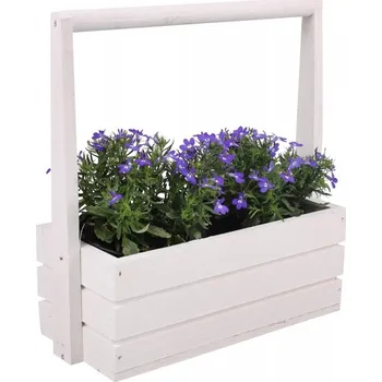 Květináč Tin Tours Velký dřevěný květináč s rukojetí - bílý