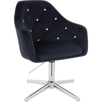 Otočné křeslo Hamar Diamonds velur na stříbrném kříži - černé